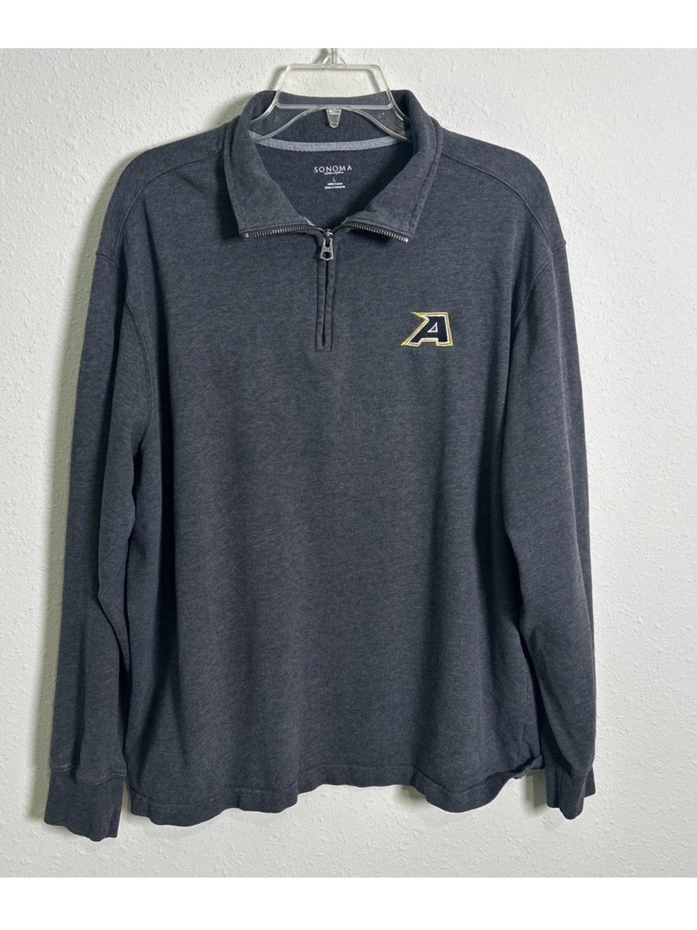 Appalachian State Sonoma Durable Cotton 1/4 Zip Gray Pullover Men’s Large